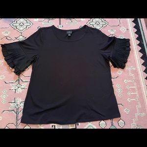 Worthington black Medium puff sleeve blouse career top work shirt.